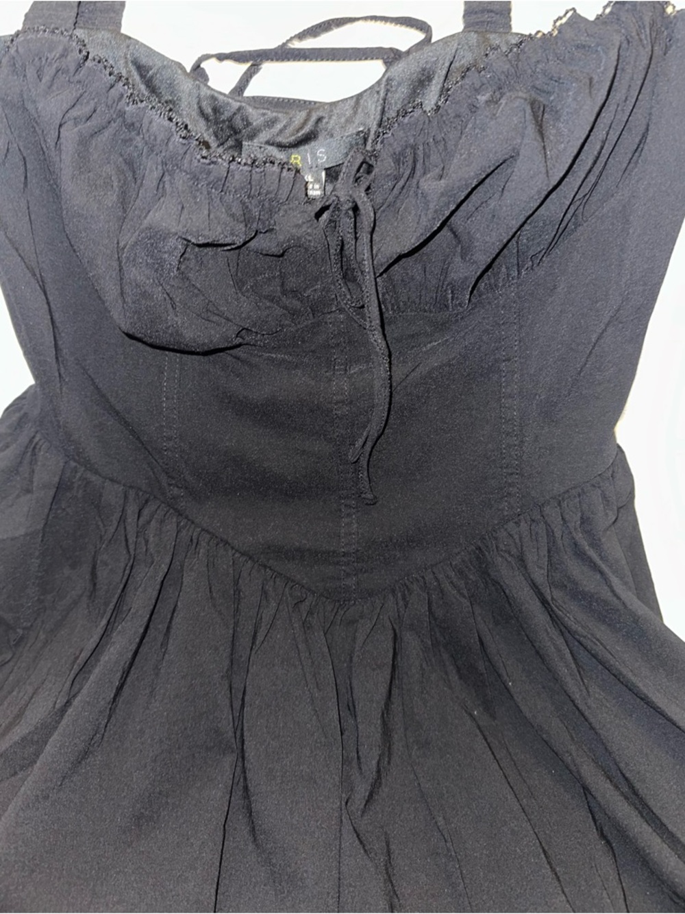 iris Black  Sundress with Gathered Bodice